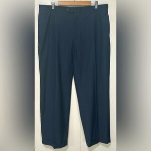 Sean John Fine Tailored Blue Plaid Cuffed Business Wear Trousers size 40Wx30L